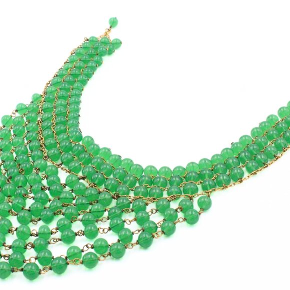 Attr. to Christian Dior 50's High End Cascading Green Glass Massive Necklace - Picture 9 of 15